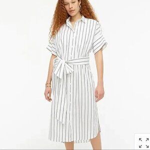 j. Crew Relaxed-fit short-sleeve White Cotton Poplin Stripe Shirtdress Size S